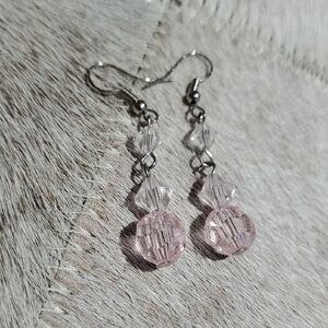 Elegant Pink Crystal Drop Earrings